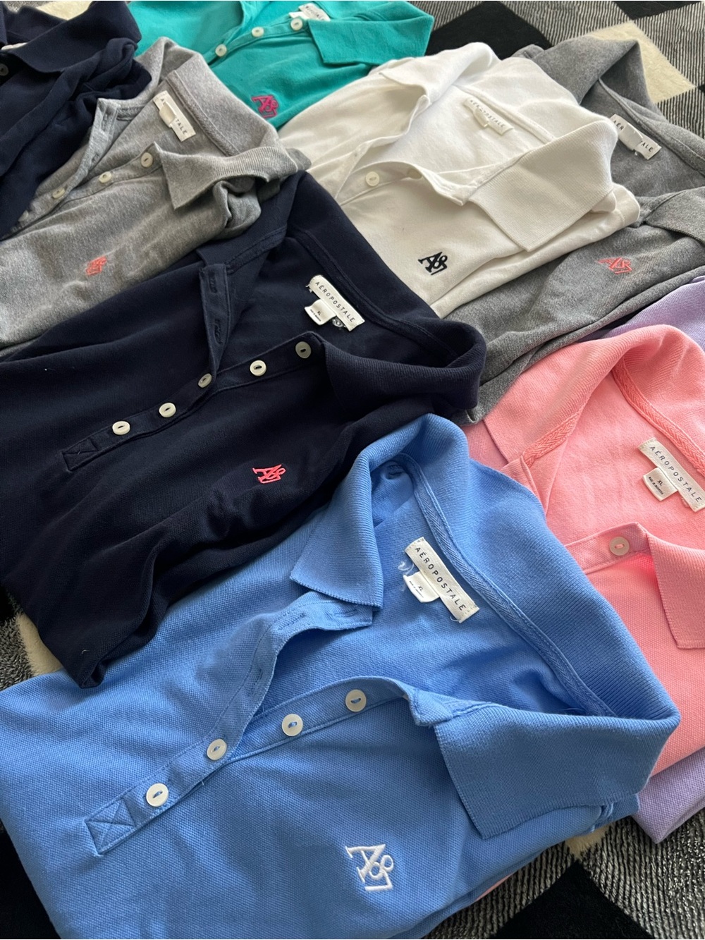 HUGE BUNDLE! NINE (9) Aeropostale Youth/Girls XL Navy Polo Shirts